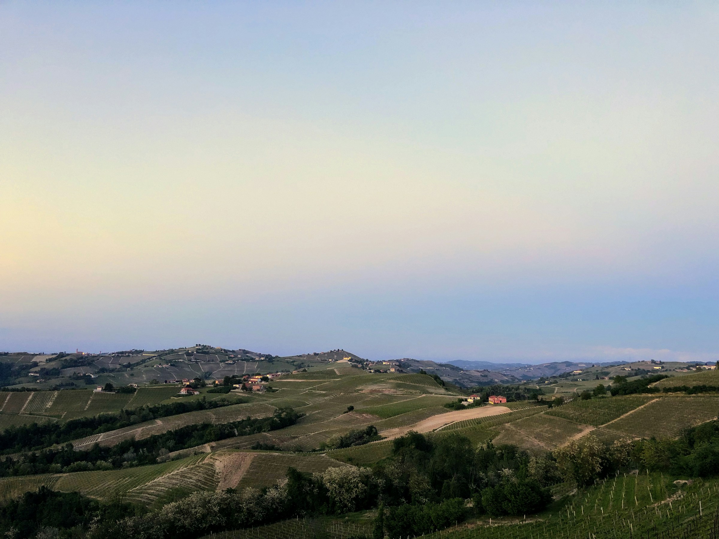 Wijnheuvels van de Langhe vanuit de lucht